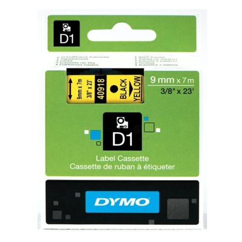 Dymo labels black on yellow (40918 / S0720730), 9mm, laminated