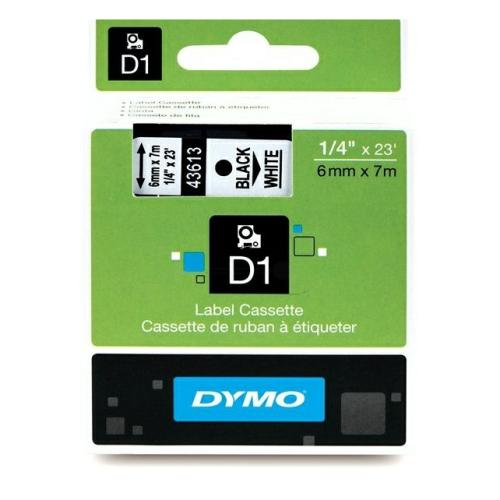 Dymo labels black on white (43613 / S0720780), 6mm, laminated