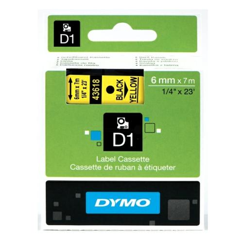 Dymo labels black on yellow (43618 / S0720790), 6mm, laminated