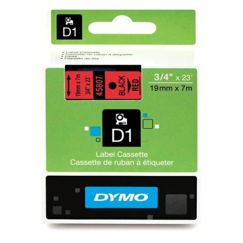 Dymo labels black on red (45807 / S0720870), 19mm, laminated