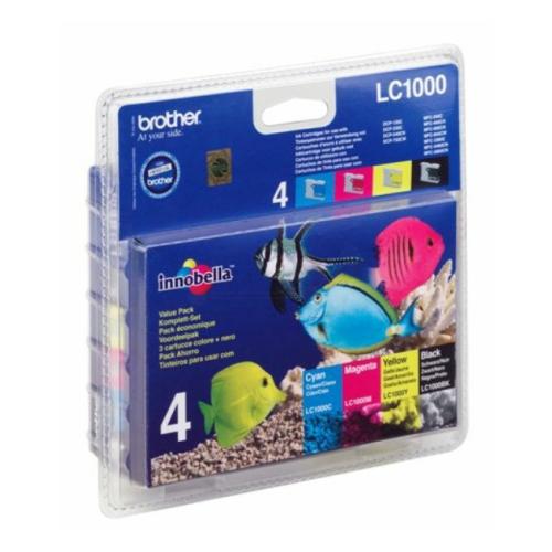 Brother printcartridge black / cyan / magenta / yellow (LC1000VALBPDR / LC1000VAL) (multipack)