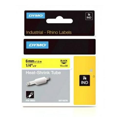 Dymo heat shrink tube black on yellow (18052 / S0718270), 6mm