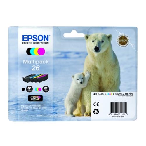 Epson printcartridge black / cyan / magenta / yellow (C13T26164010 / 26) (multipack)