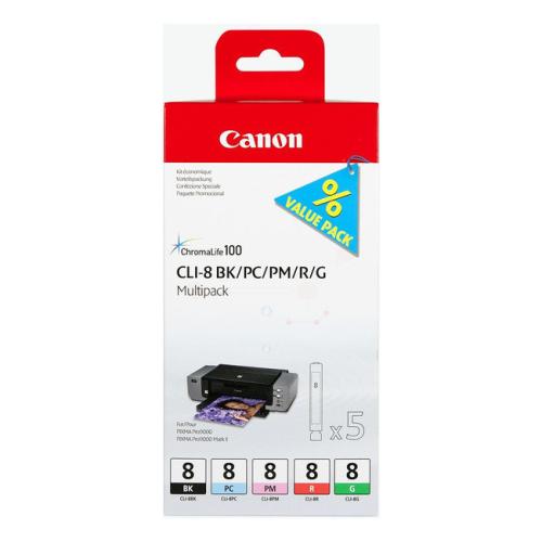 Canon printcartridge black / cyan photo / magenta photo / red / green (0620B027 / CLI8) (multipack)