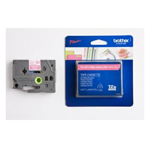 Brother tape white on matte pink (TZEMQP35 /), 12mm, laminated