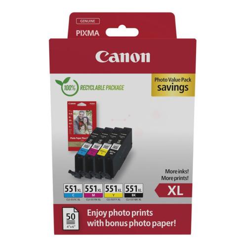 Canon Ink cartridge / Photo paper black / cyan / magenta / yellow (6443B006 / CLI551XL) (multipack, high capacity)