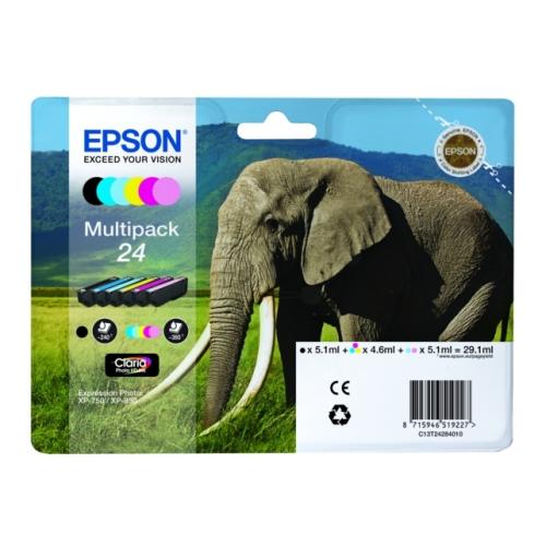 Epson printcartridge black / cyan / magenta / yellow / cyan photo / magenta photo (C13T24284011 / 24) (multipack)