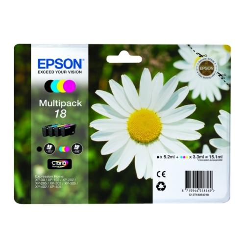 Epson printcartridge black / cyan / magenta / yellow (C13T18064012 / 18) (multipack)