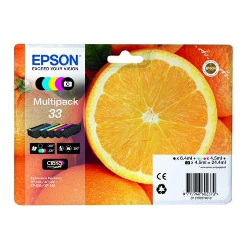 Epson printcartridge black / black photo / cyan / magenta / yellow (C13T33374011 / 33) (multipack)