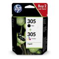 HP printcartridge black / color (6ZD17AE / 305) (Twin Pack, multipack)